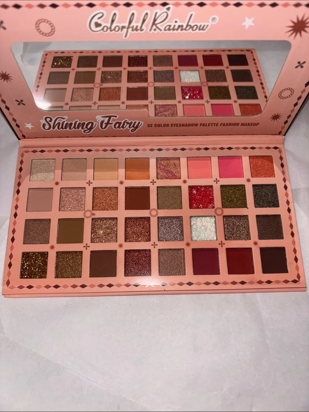 Colorful Rainbow Shining Fairy 32-Color Eyeshadow Palette - Warm Brown Tones